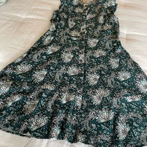 Floral Green Sleeveless Dress